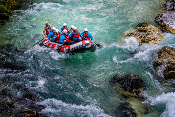 Rafting in wild river